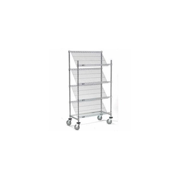 Global Equipment Slant Wire Shelving Truck 4 Shelves 48"W x 24"D x 69"H 504107 Zoro